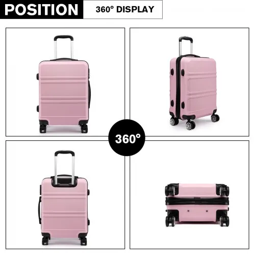 Kono ABS 24 Inch Sculpted Horizontal Design Suitcase in Pink - Durable, Stylish & Travel-Ready