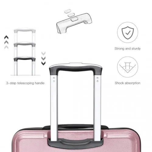 Kono ABS 24 Inch Sculpted Horizontal Design Suitcase in Pink - Durable, Stylish & Travel-Ready