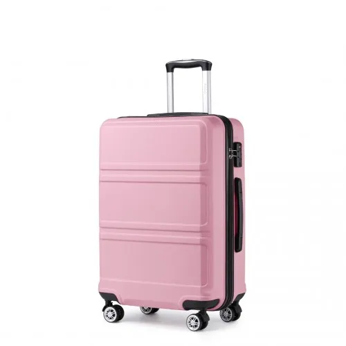 Kono ABS 24 Inch Sculpted Horizontal Design Suitcase in Pink - Durable, Stylish & Travel-Ready