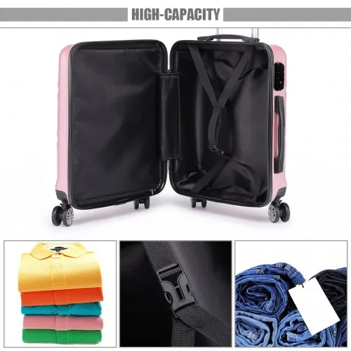 Kono ABS 24 Inch Sculpted Horizontal Design Suitcase in Pink - Durable, Stylish & Travel-Ready