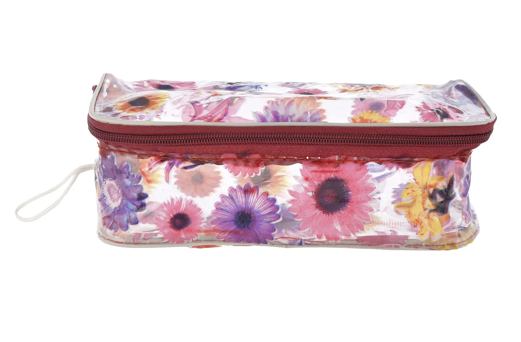 Kuber Industries Flower Printed Tranasparent Multiuses PVC Pouch/Bag For Vacation, Bathroom, Organizing With Carrying Strip- Pack of 3 (MultiColor)-44KM0599