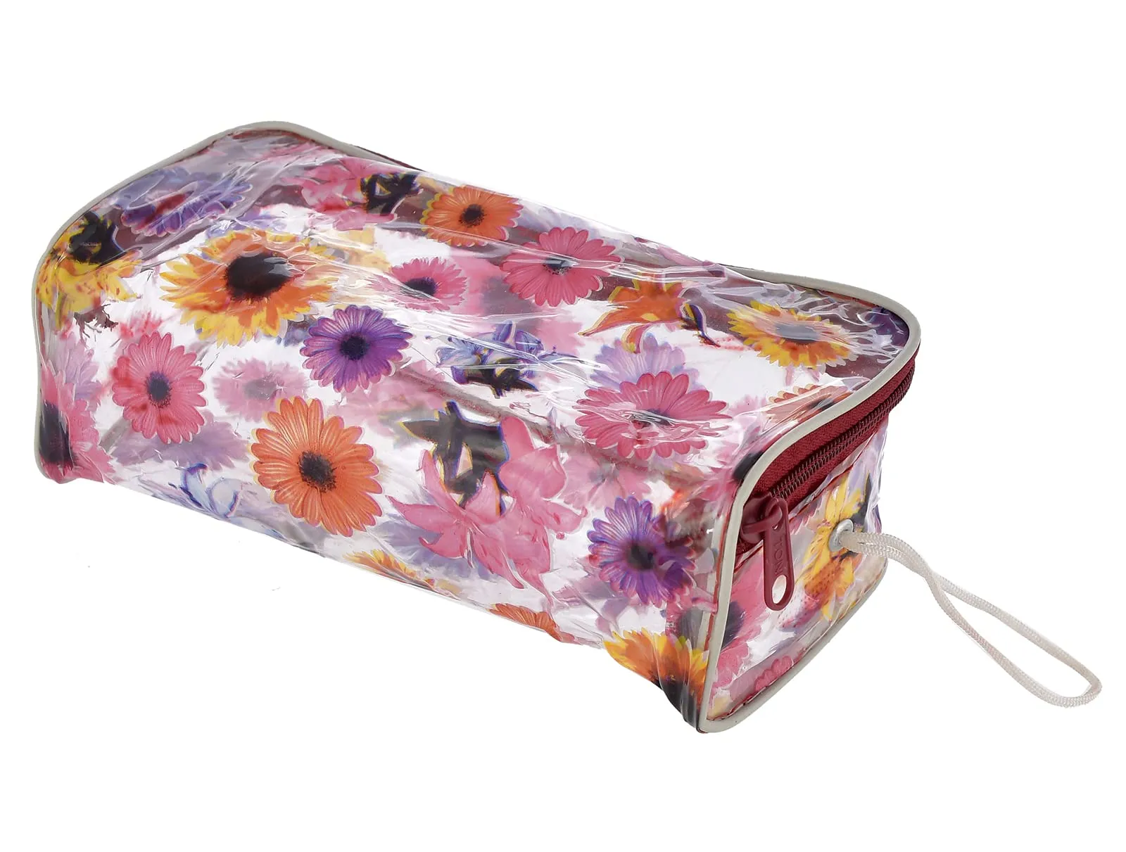 Kuber Industries Flower Printed Tranasparent Multiuses PVC Pouch/Bag For Vacation, Bathroom, Organizing With Carrying Strip- Pack of 3 (MultiColor)-44KM0599