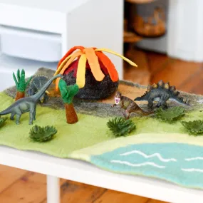 Large Dinosaur Land with Volcano Play Mat Playscape