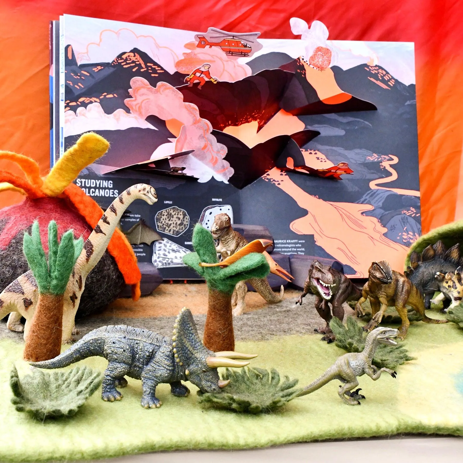 Large Dinosaur Land with Volcano Play Mat Playscape