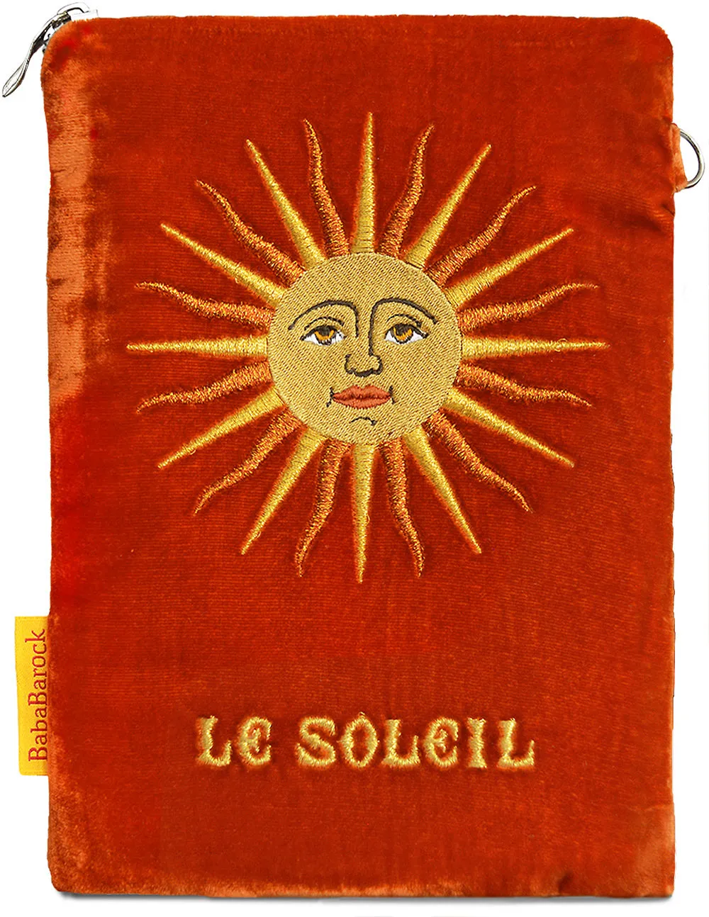 Le Soleil - silk velvet embroidered wristlet pouch