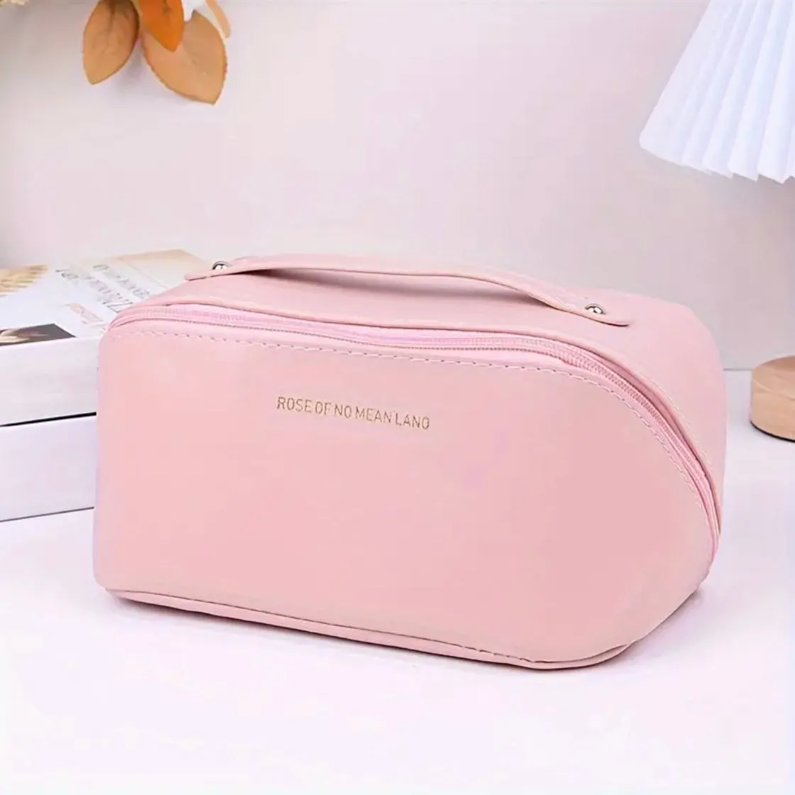 Leather Travel Cosmetic Bag for Women Large Capacity Pouch Makeup Bag