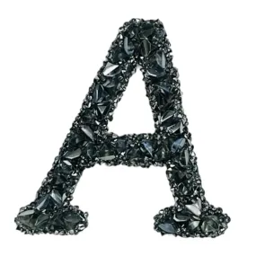 Letter A Black Sparkling Rhinestone Patch