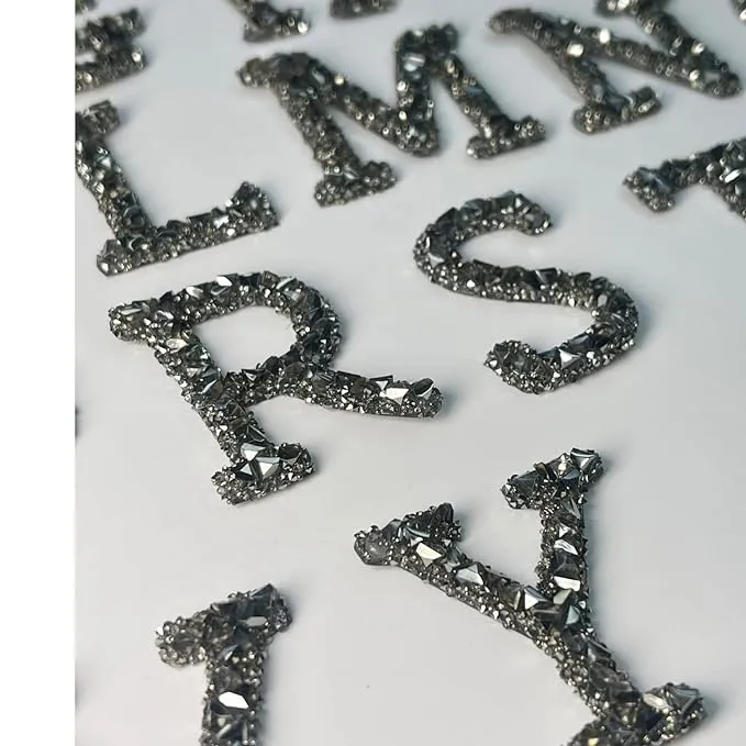 Letter A Black Sparkling Rhinestone Patch