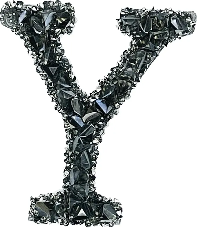 Letter A Black Sparkling Rhinestone Patch