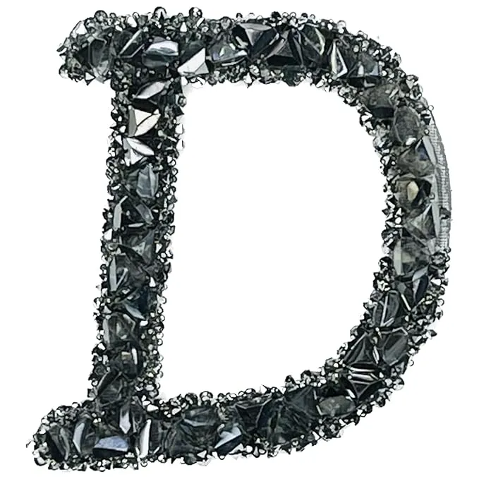 Letter A Black Sparkling Rhinestone Patch