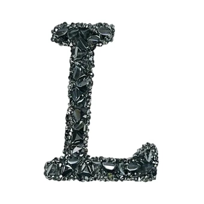 Letter A Black Sparkling Rhinestone Patch