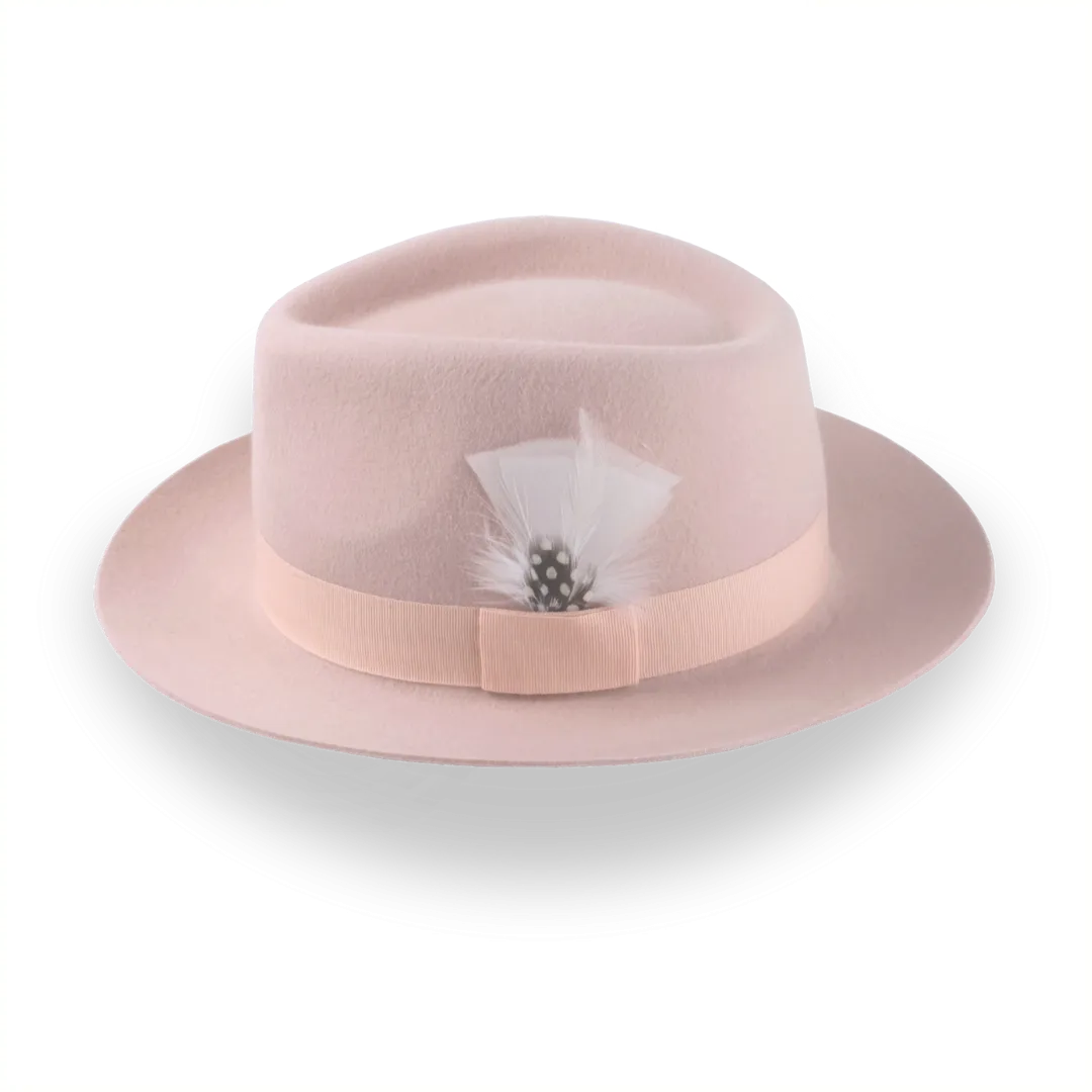 Light Pink Fedora with Medium Crown in Luxurious Fur Felt | The Clubber