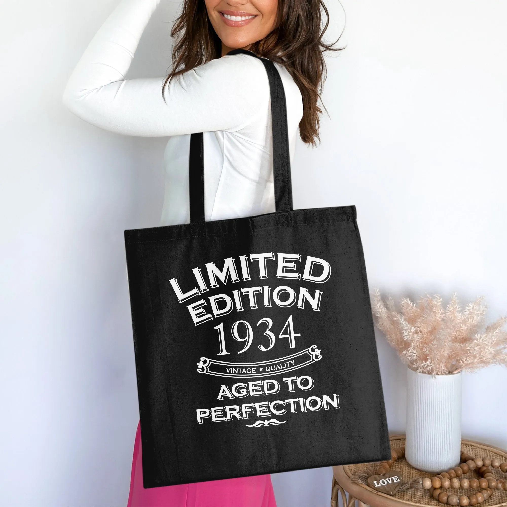 Limited Edition 1934 Tote Bag, Vintage Quality Tote Bag, Aged to Perfection Tote Bag, Birthday Cotton Bag for Life