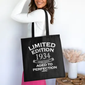 Limited Edition 1934 Tote Bag, Vintage Quality Tote Bag, Aged to Perfection Tote Bag, Birthday Cotton Bag for Life