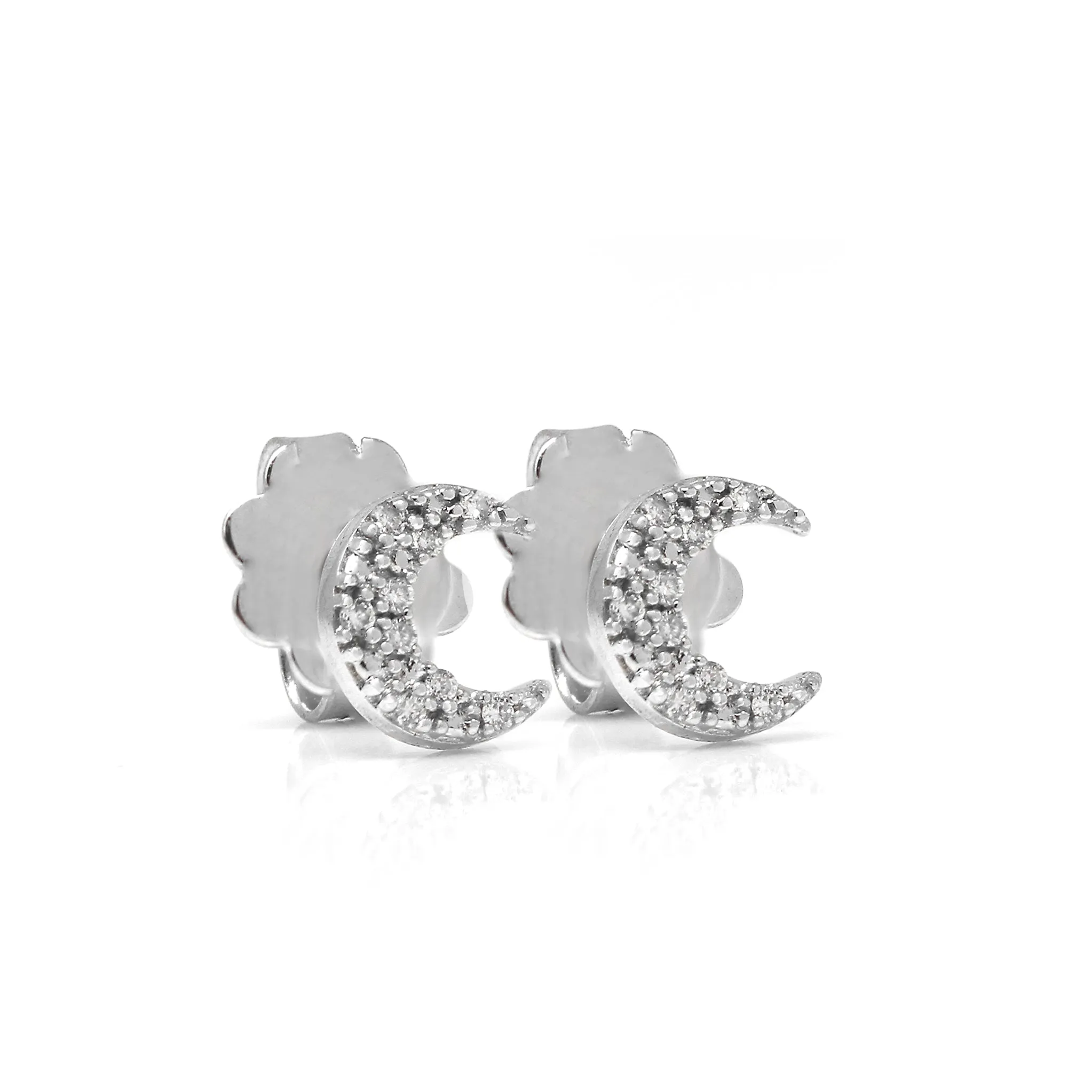 Limited Edition Moon Earrings - 9ct White Gold