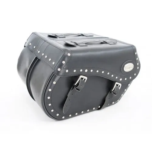 Longride Studded Leather Saddlebags Black - 43 Liters