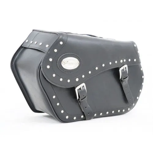 Longride Studded Leather Saddlebags Black - 43 Liters