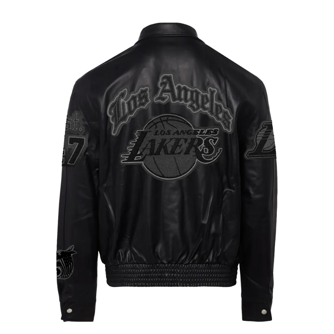 LOS ANGELES LAKERS FULL LEATHER JACKET Black