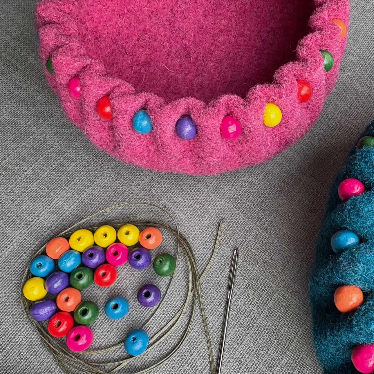 Make your own beaded  Felt Bowl Kit - two sizes