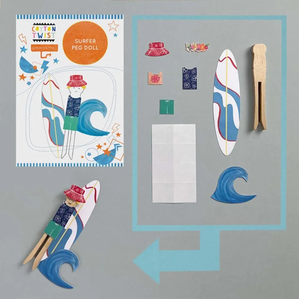 Make Your Own Surfer Peg Doll Kit