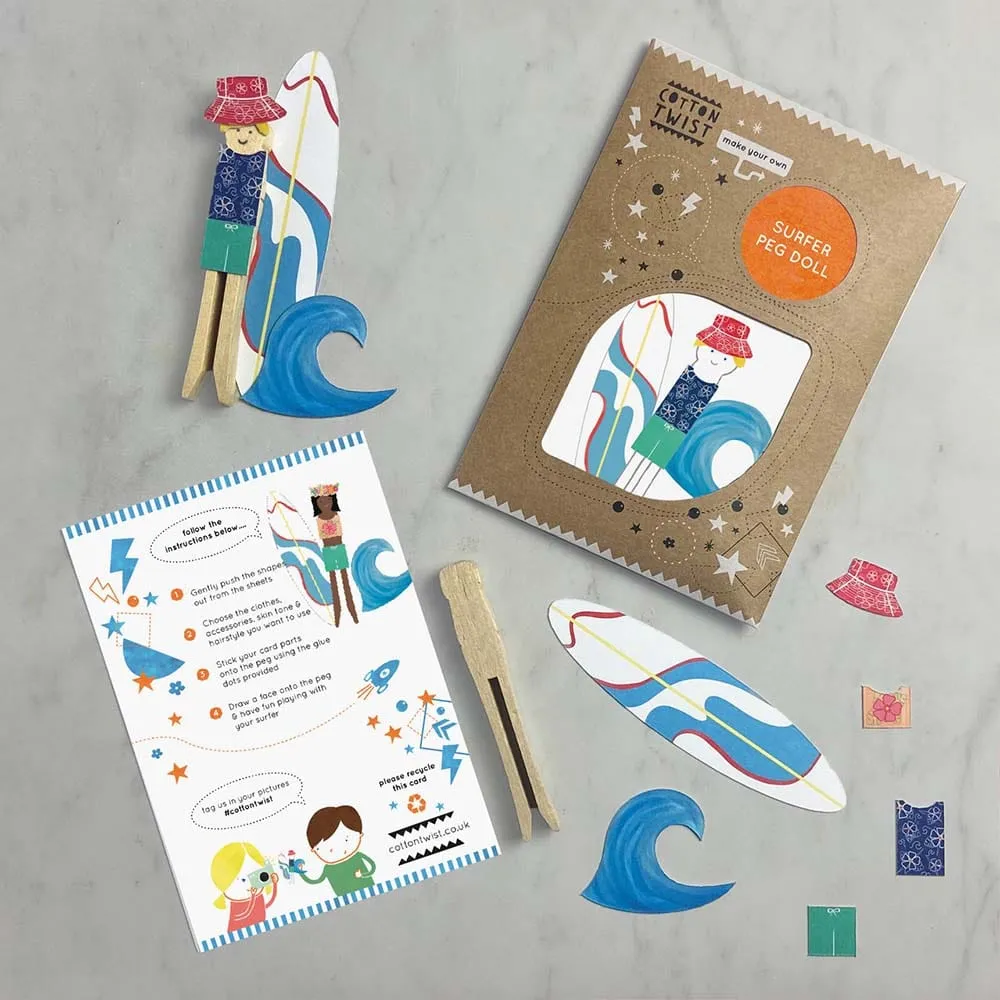 Make Your Own Surfer Peg Doll Kit