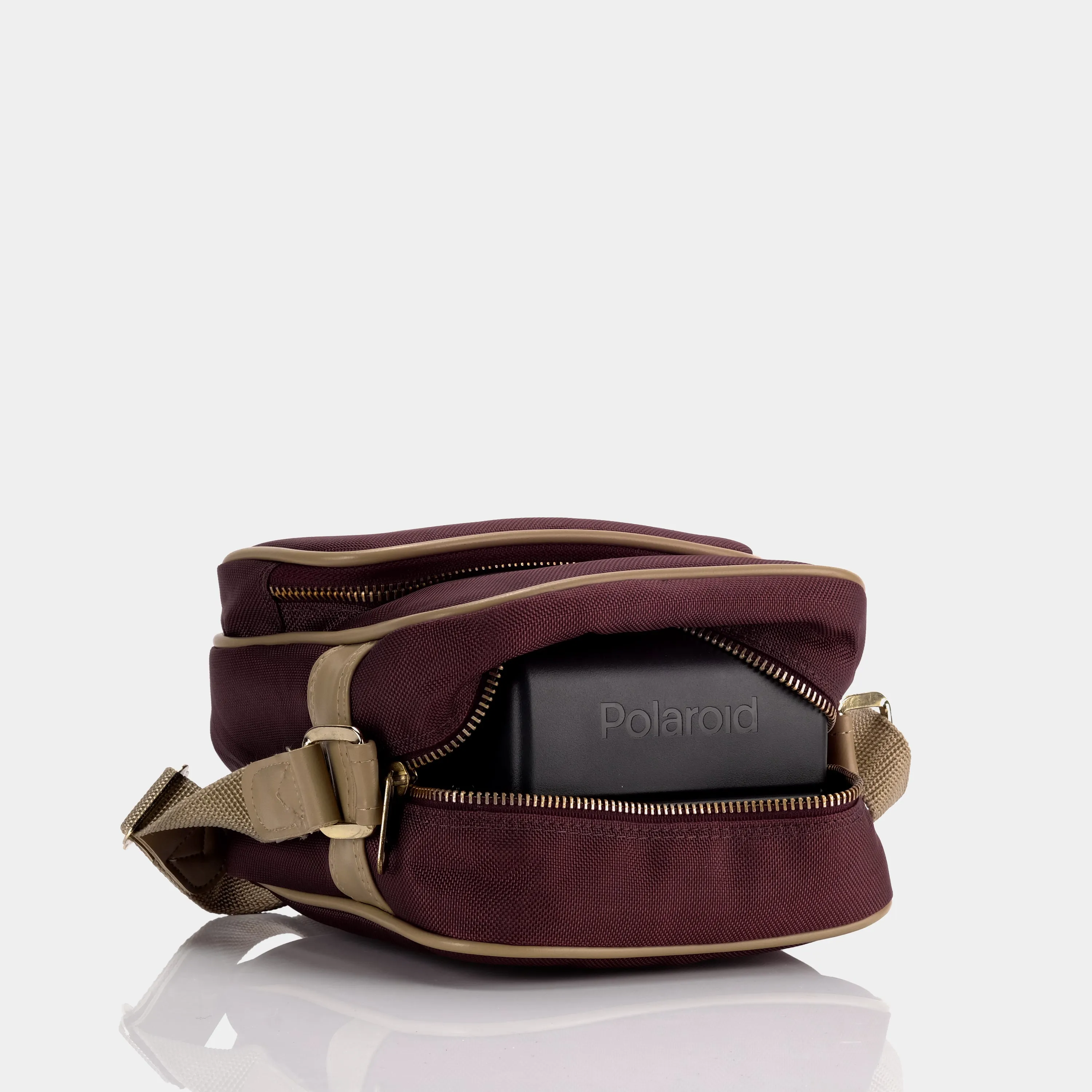 Maroon and Tan Camera Bag