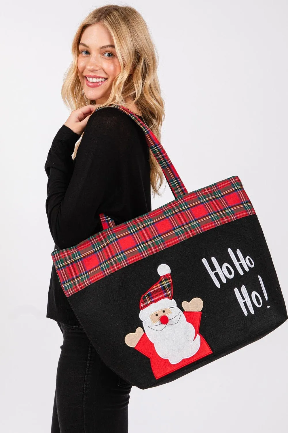 MB0263 Ho Ho Ho Santa Christmas Felt Tote Bag