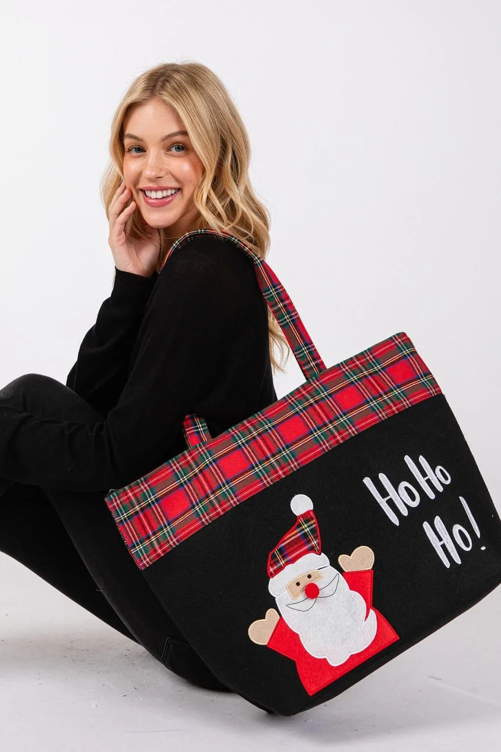 MB0263 Ho Ho Ho Santa Christmas Felt Tote Bag