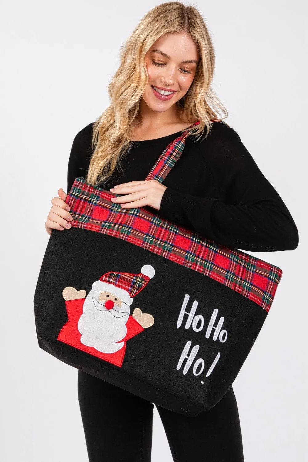 MB0263 Ho Ho Ho Santa Christmas Felt Tote Bag