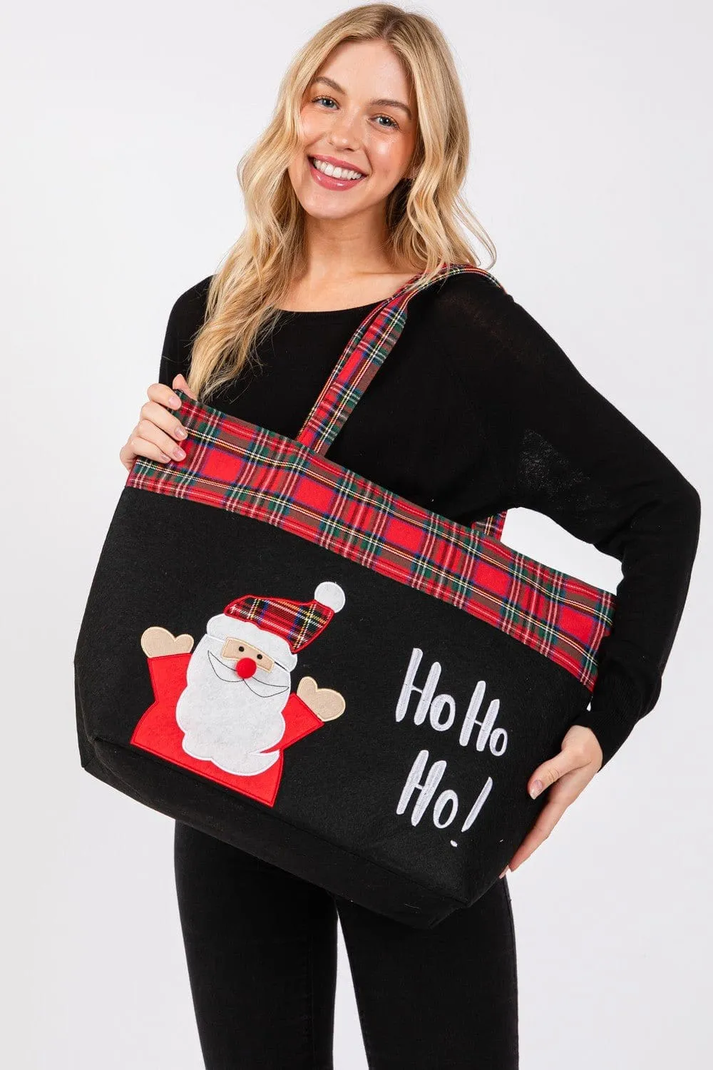 MB0263 Ho Ho Ho Santa Christmas Felt Tote Bag