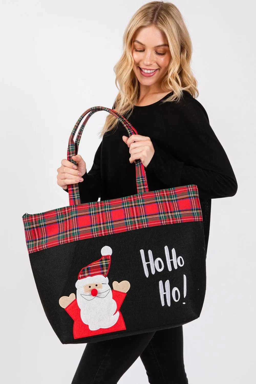 MB0263 Ho Ho Ho Santa Christmas Felt Tote Bag