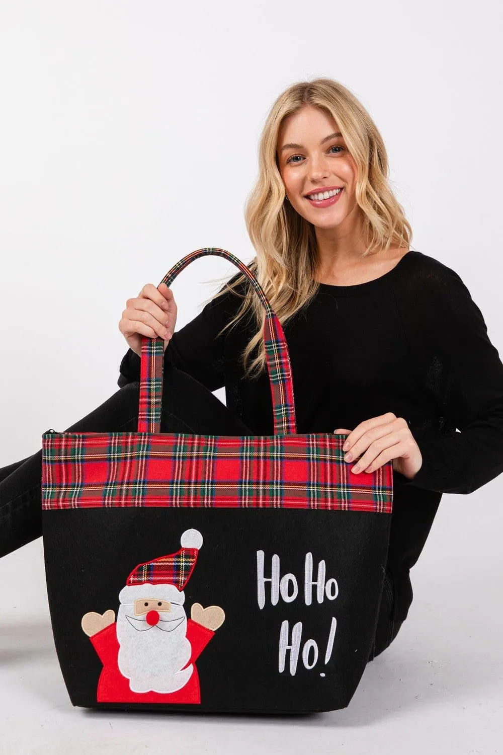 MB0263 Ho Ho Ho Santa Christmas Felt Tote Bag