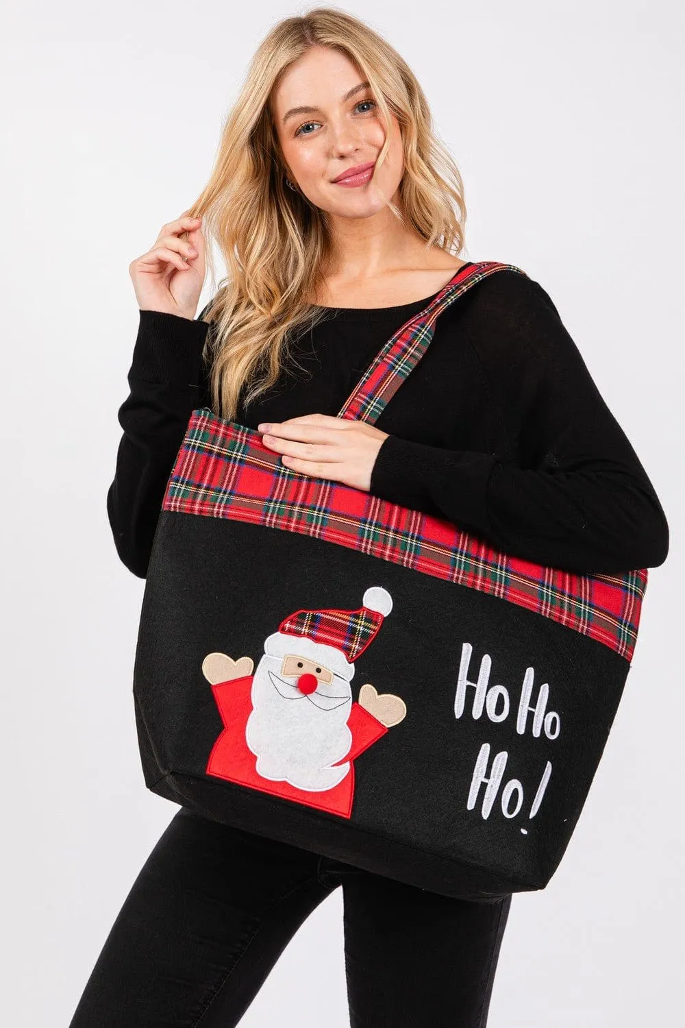 MB0263 Ho Ho Ho Santa Christmas Felt Tote Bag