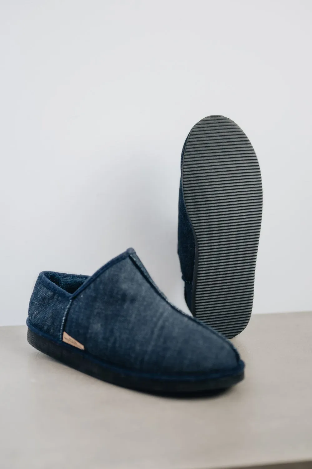 Men's Sheepskin Slippers with Denim | CADI