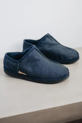 Men's Sheepskin Slippers with Denim | CADI