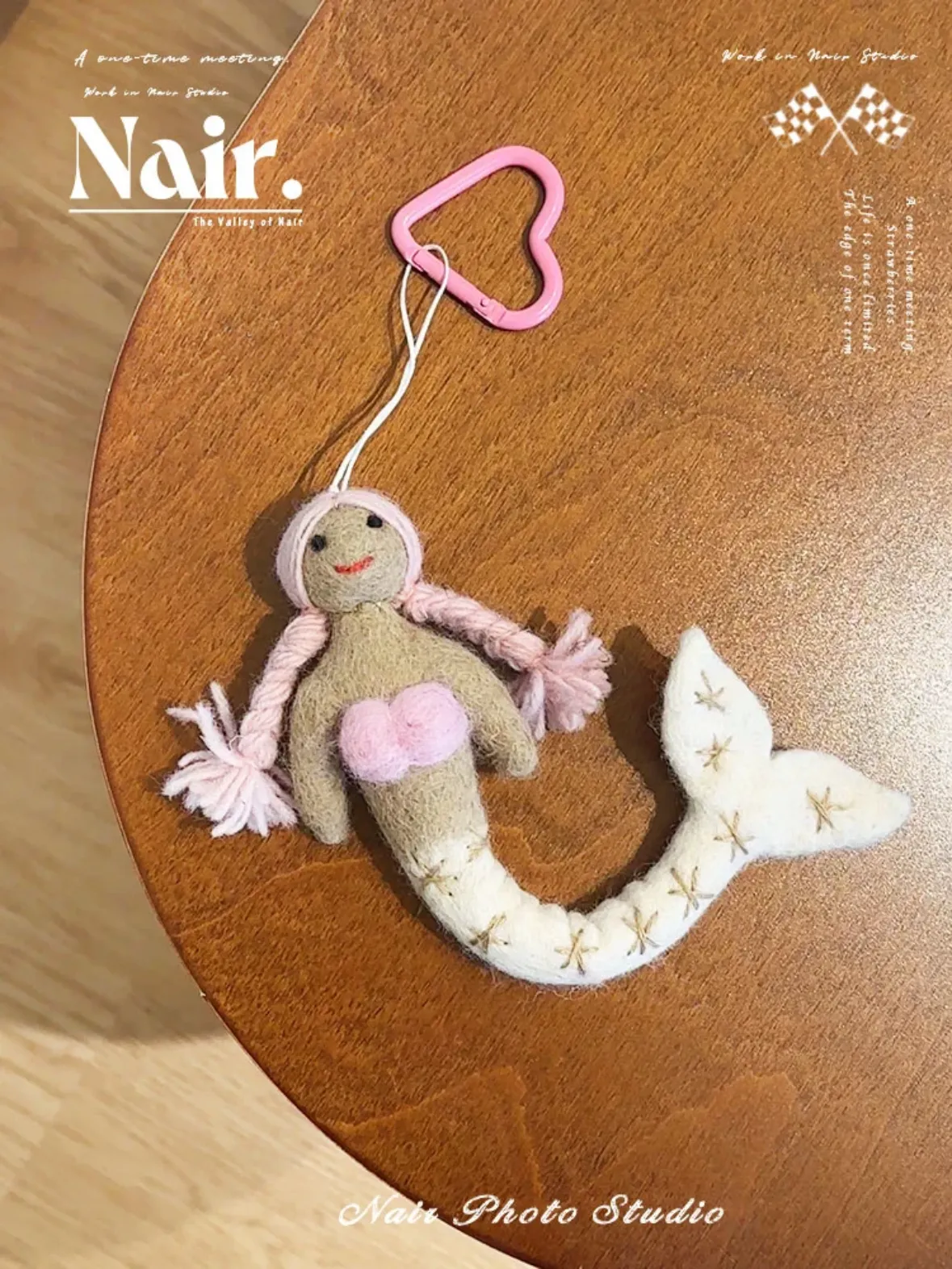 Mermaid wool felt handmade pendant bag hanging ornaments