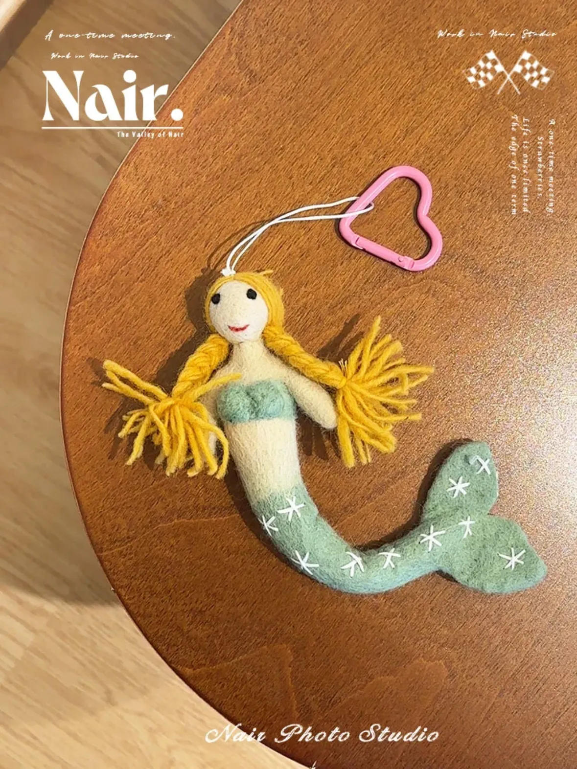 Mermaid wool felt handmade pendant bag hanging ornaments