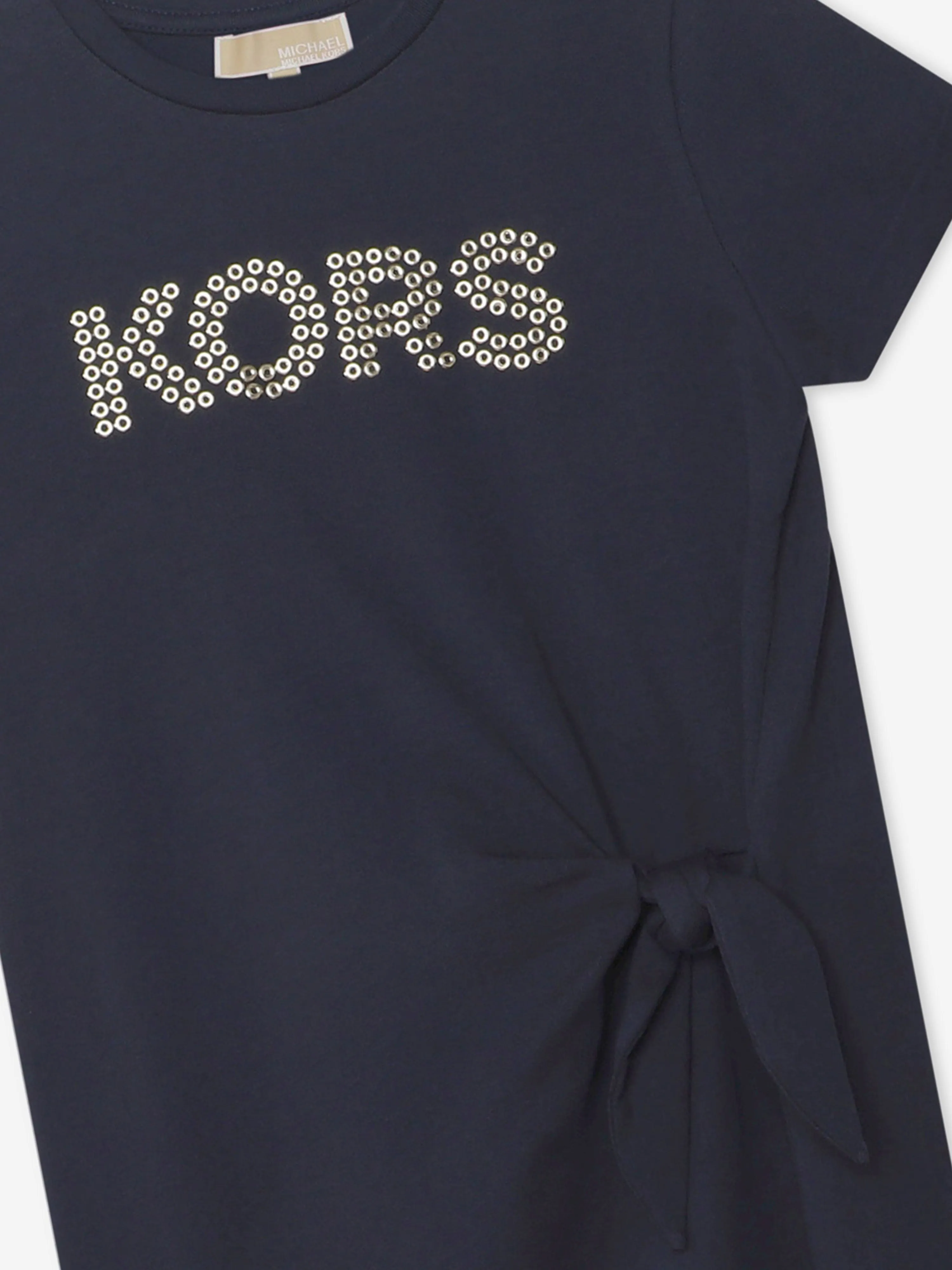 Michael Kors Girls Studded Logo Dress in Navy