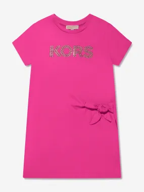 Michael Kors Girls Studded Logo Dress in Pink