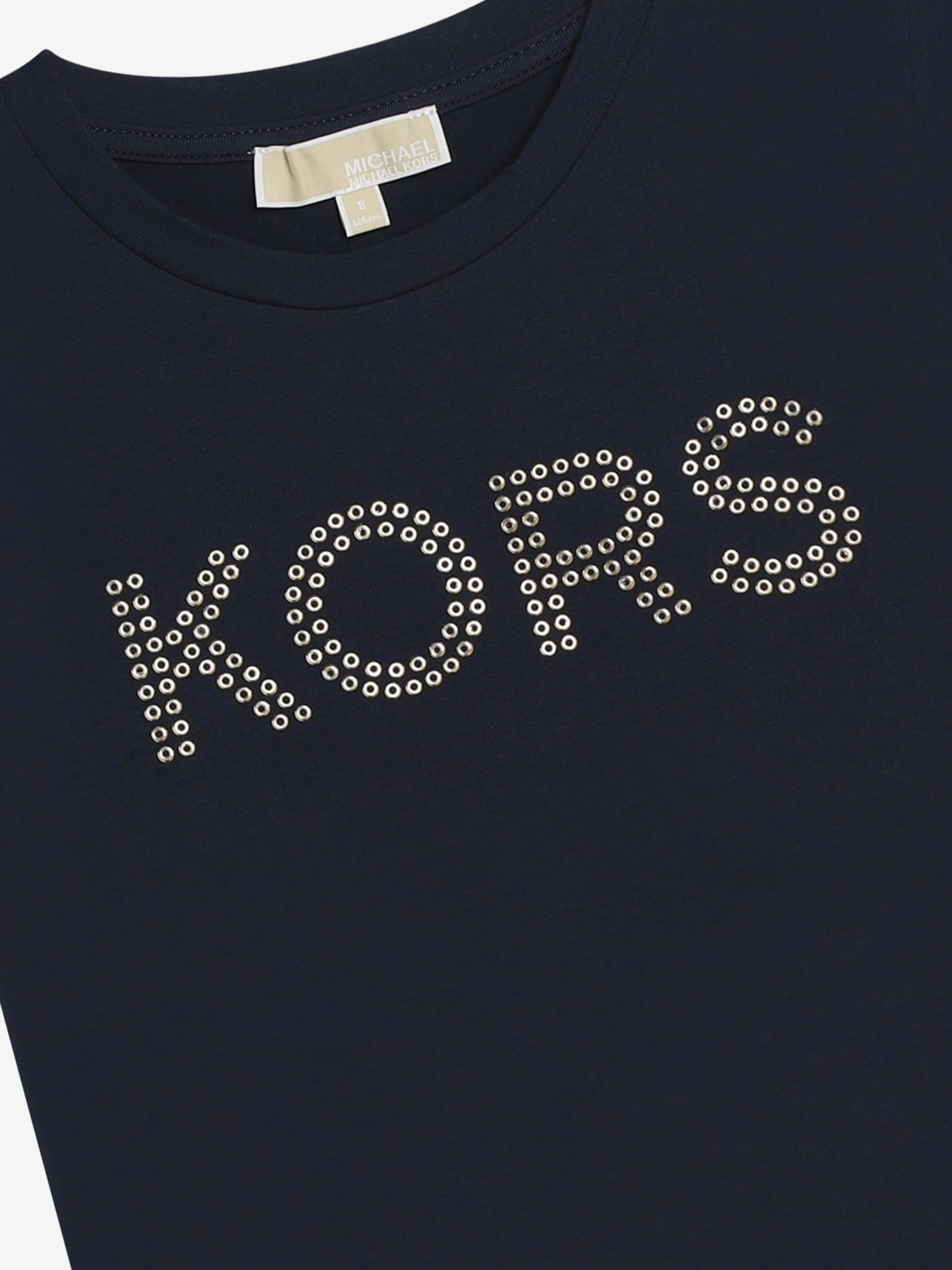 Michael Kors Girls Studded Logo T-Shirt in Navy