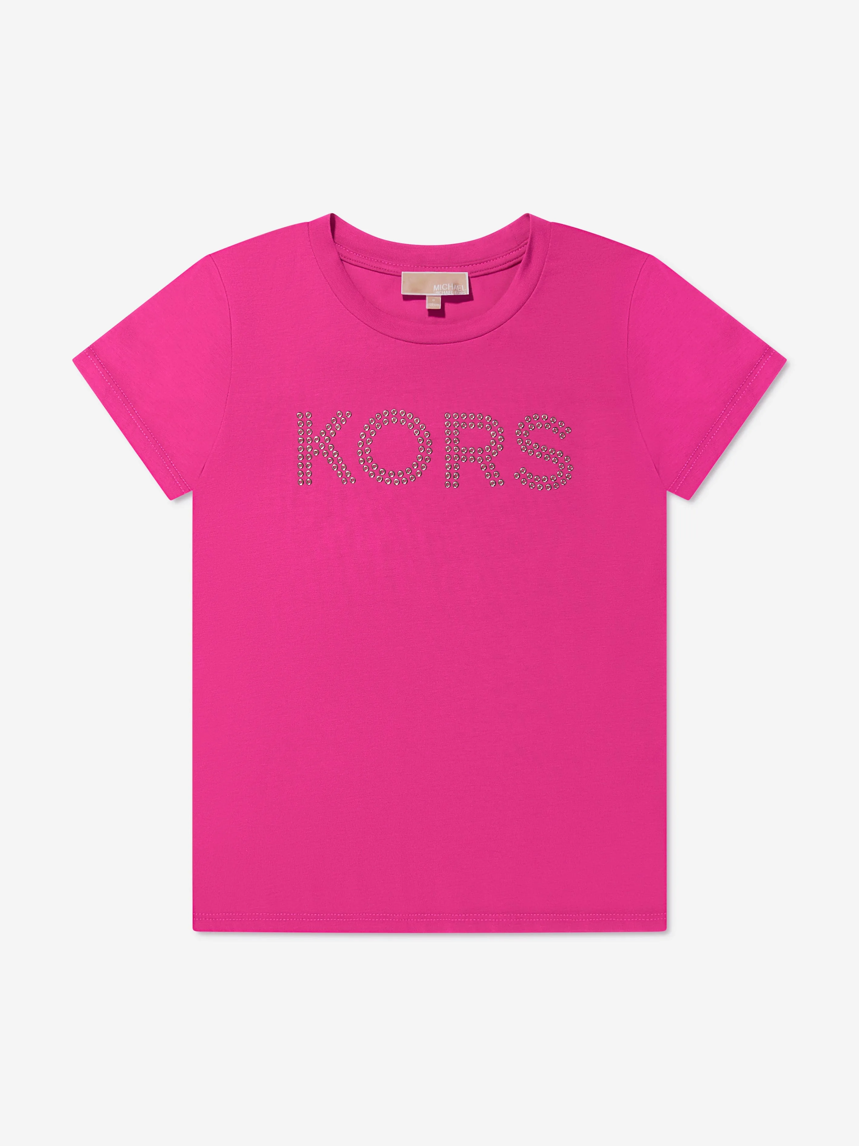 Michael Kors Girls Studded Logo T-Shirt in Pink