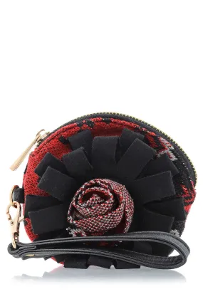 MILENE Black Rose Keychain Pochette Wallet