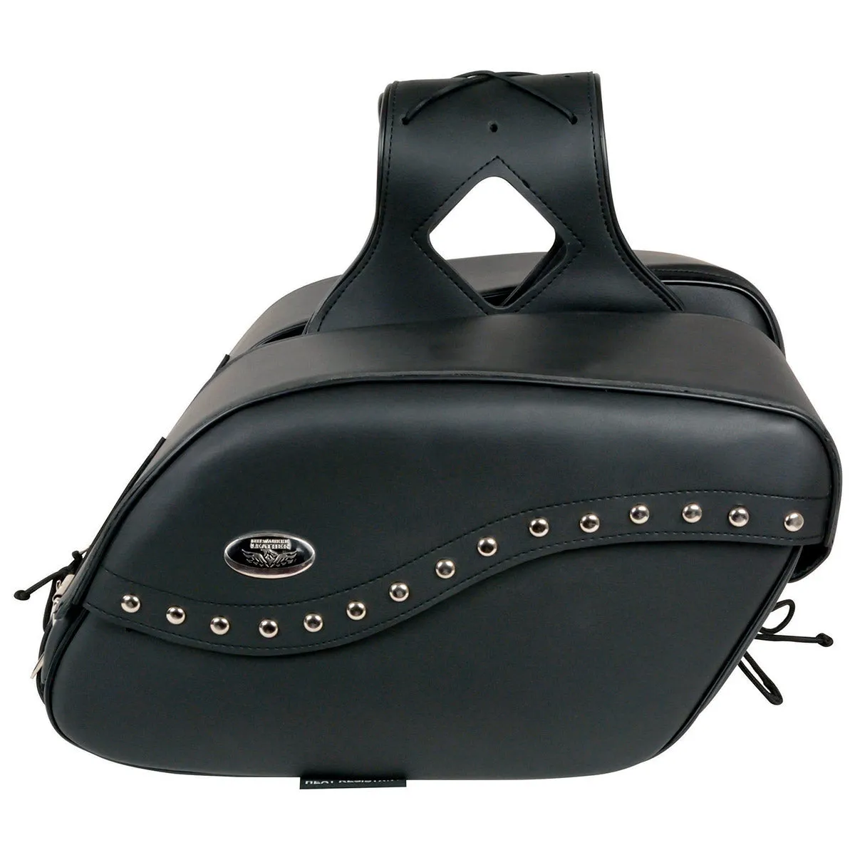 Milwaukee Leather SH646ZB Black Zip-Off PVC Studded Throw Over Motorcycle Saddlebags