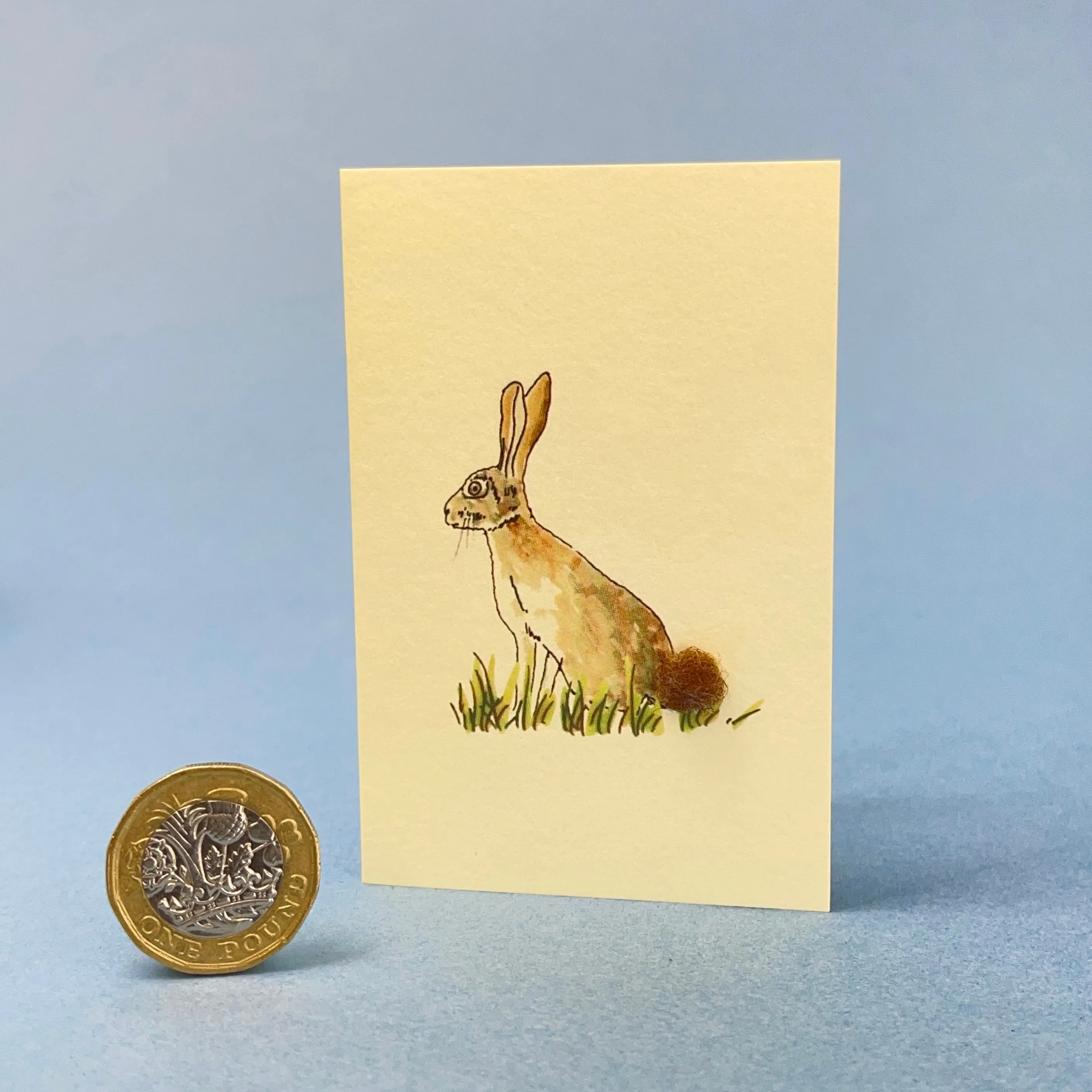 Mini card with felt detail - hare (m4)