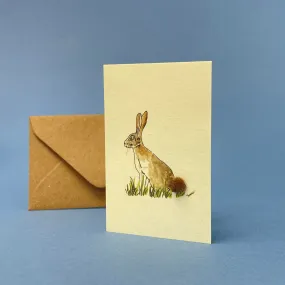 Mini card with felt detail - hare (m4)