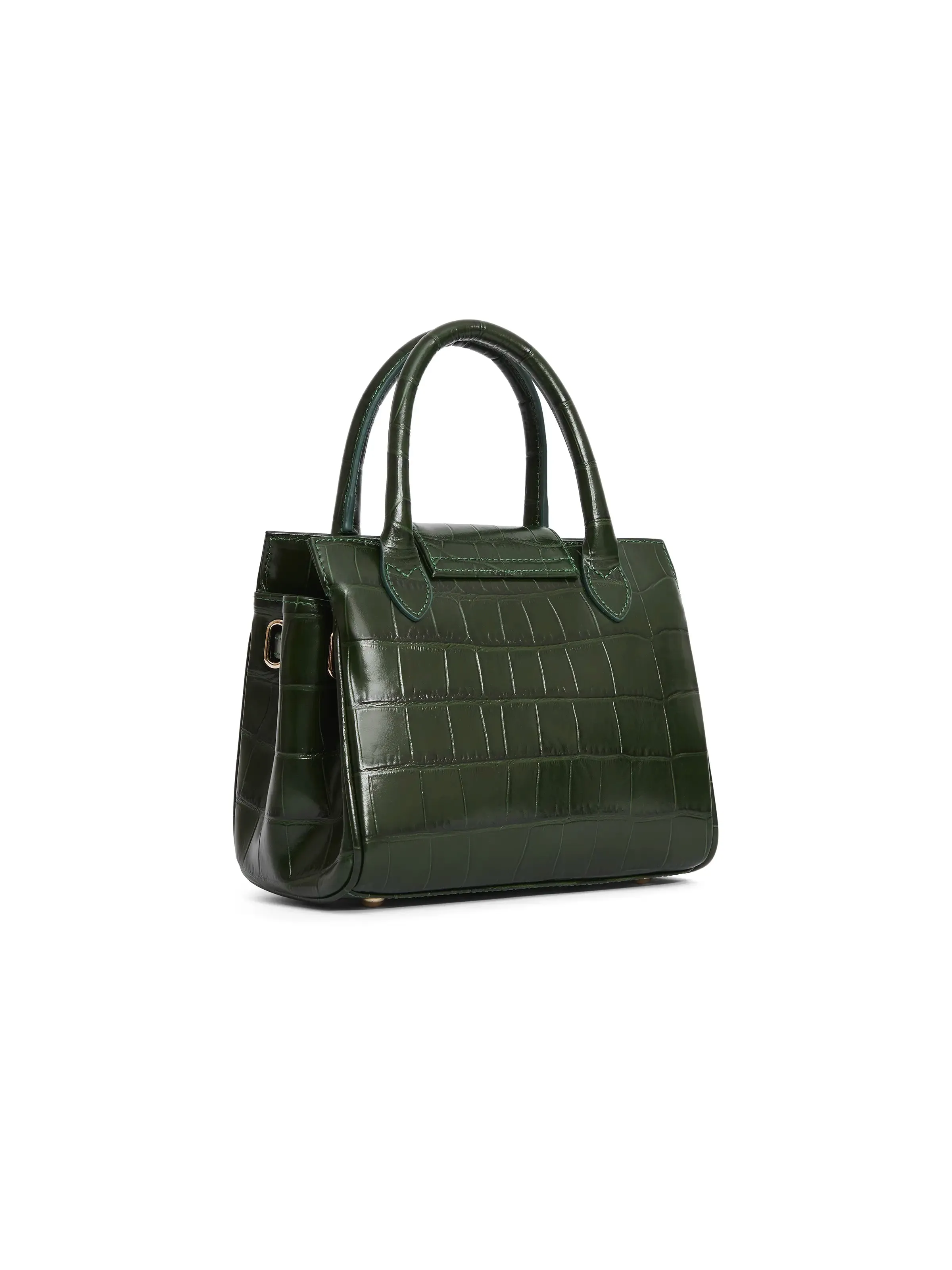 Mini Windsor Handbag - Emerald Green Croc Print Leather