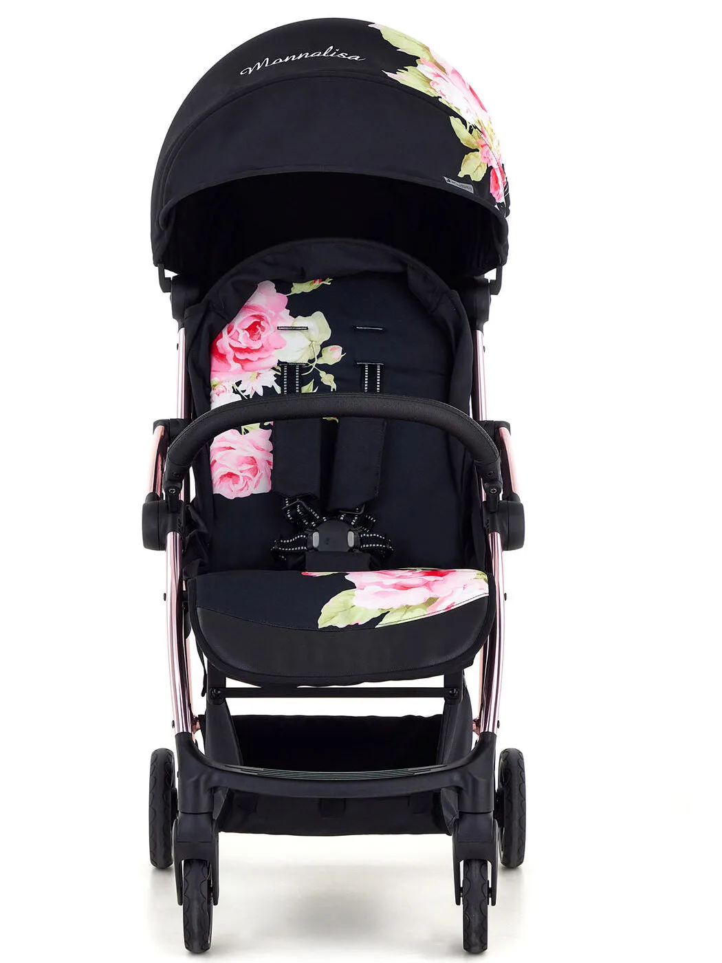 MONNALISA Stroller black with rose print