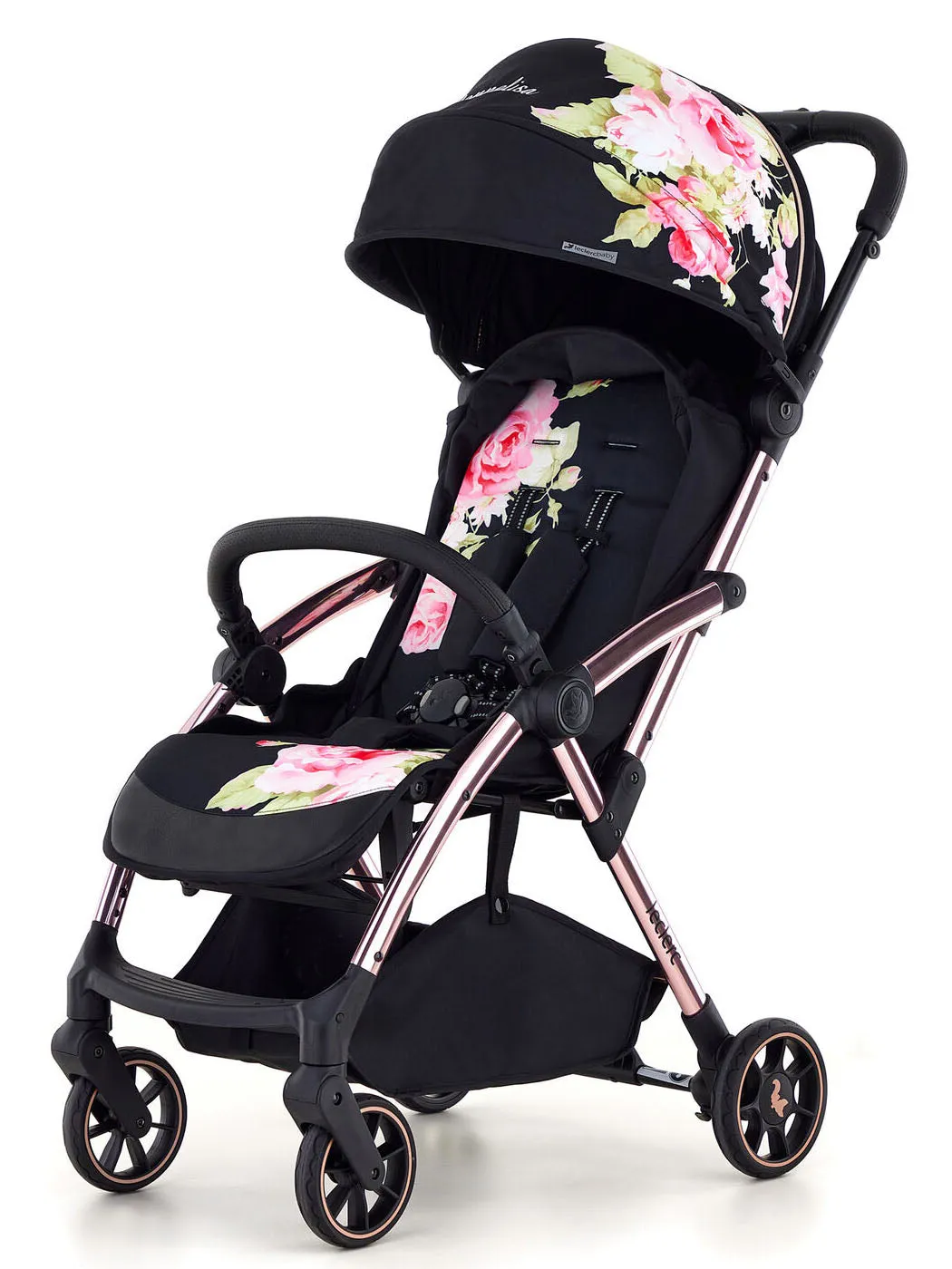 MONNALISA Stroller black with rose print