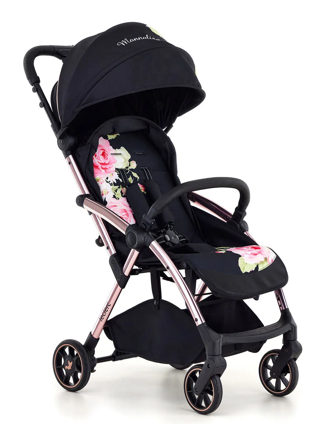 MONNALISA Stroller black with rose print