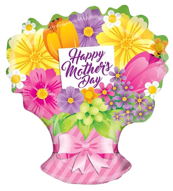 Mother's Day Pastel Bouque 28in Metallic Balloon